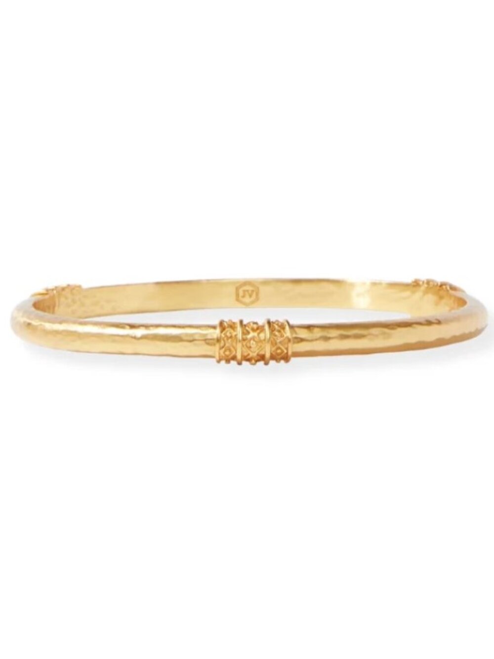 New Julie Vos Catalina 24kt Gold Plate Slim Hammered Bangle Bracelet Size M